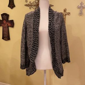 Chico's Black and Gray Open-Front Cardigan